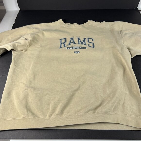 Y2K NFL St Louis Rams Football Sweatshirt Extra Extra Large Tan Faded Crewneck - Picture 7 of 16